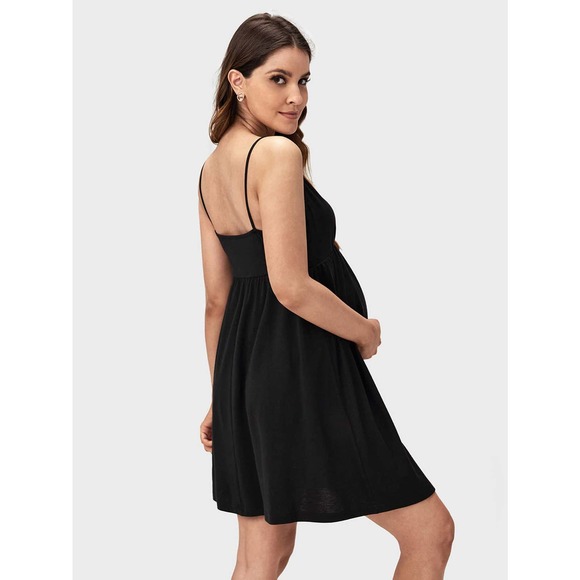 Maternity Slip v neck cami mini Dress black - Picture 2 of 11
